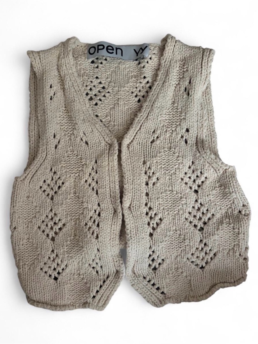 OPEN YY Argyle Pointelle Knit Vest Sz 1